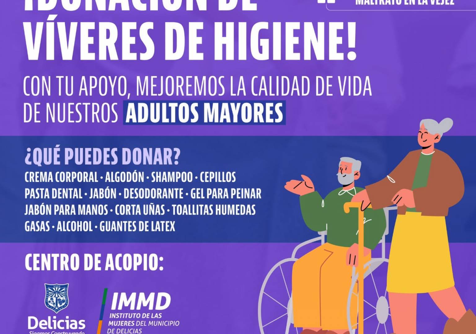 Invita Instituto de la Mujer a donar artículos de higiene para adultos mayores de Delicias